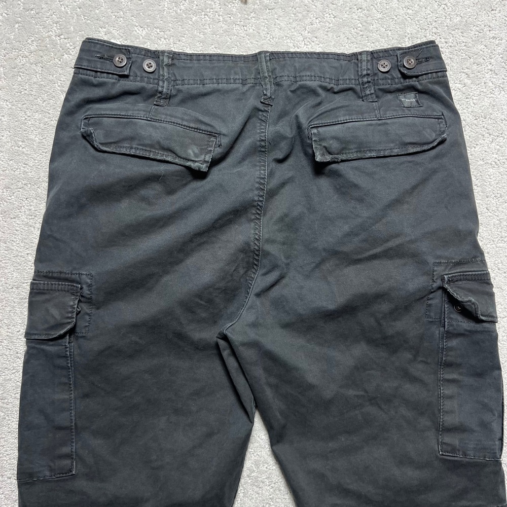 American Eagle Slim Lived-In Cargo Pants Mens 33x32 Black Faded Cotton Flex - Picture 11 of 14